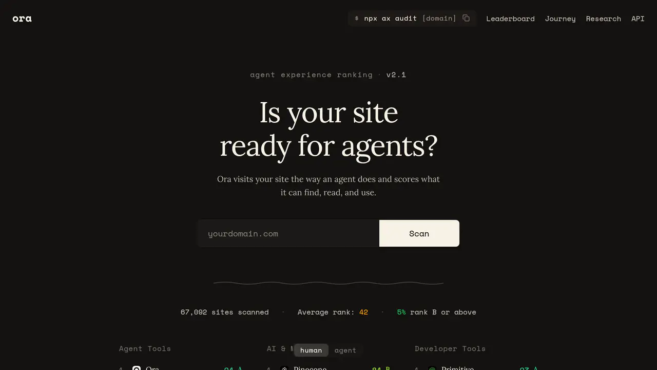 Homepage preview of Ora.ai, captured Sep 5, 2026