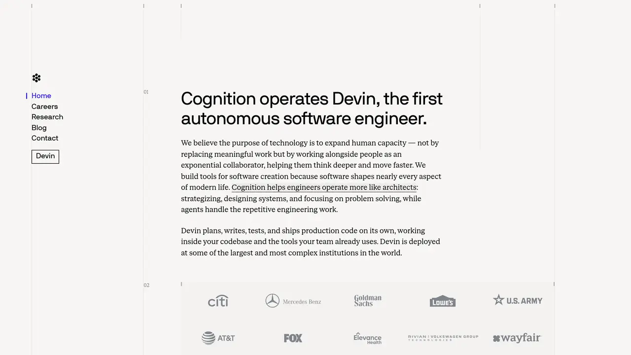 Homepage preview of Cognition (Devin), captured Aug 7, 2026
