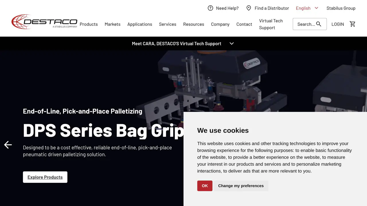 Homepage preview of Destaco, captured Sep 29, 2026