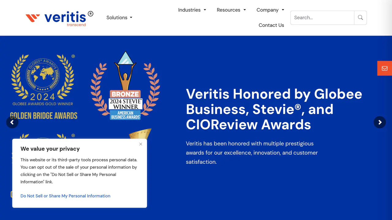 Homepage preview of Veritis Group, captured Aug 30, 2026