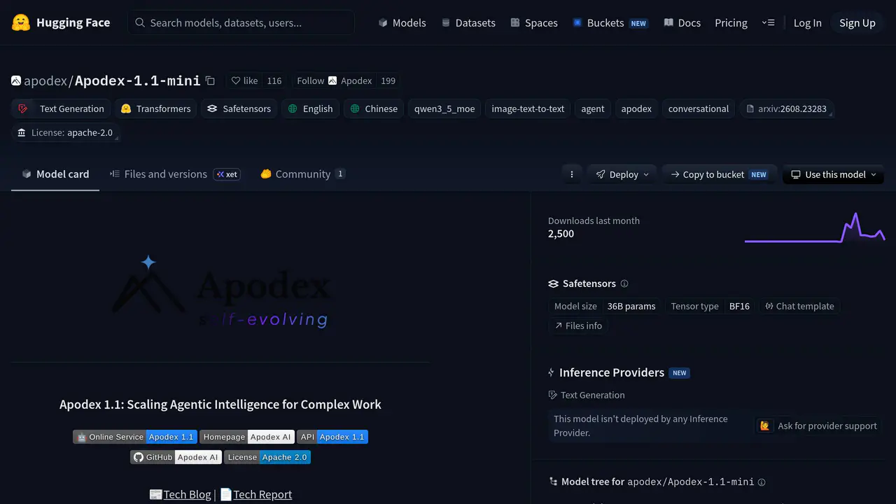 Homepage preview of Apodex 1.1 Mini, captured Sep 1, 2026