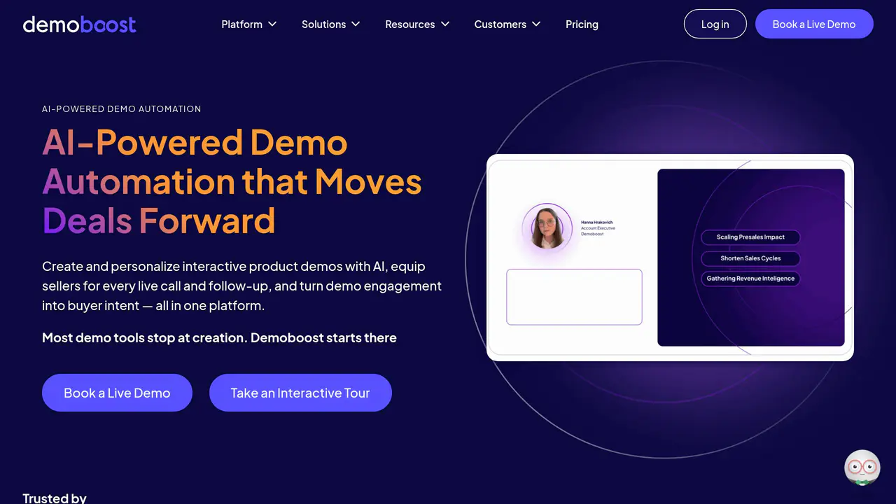 Homepage preview of Demoboost, captured Aug 19, 2026
