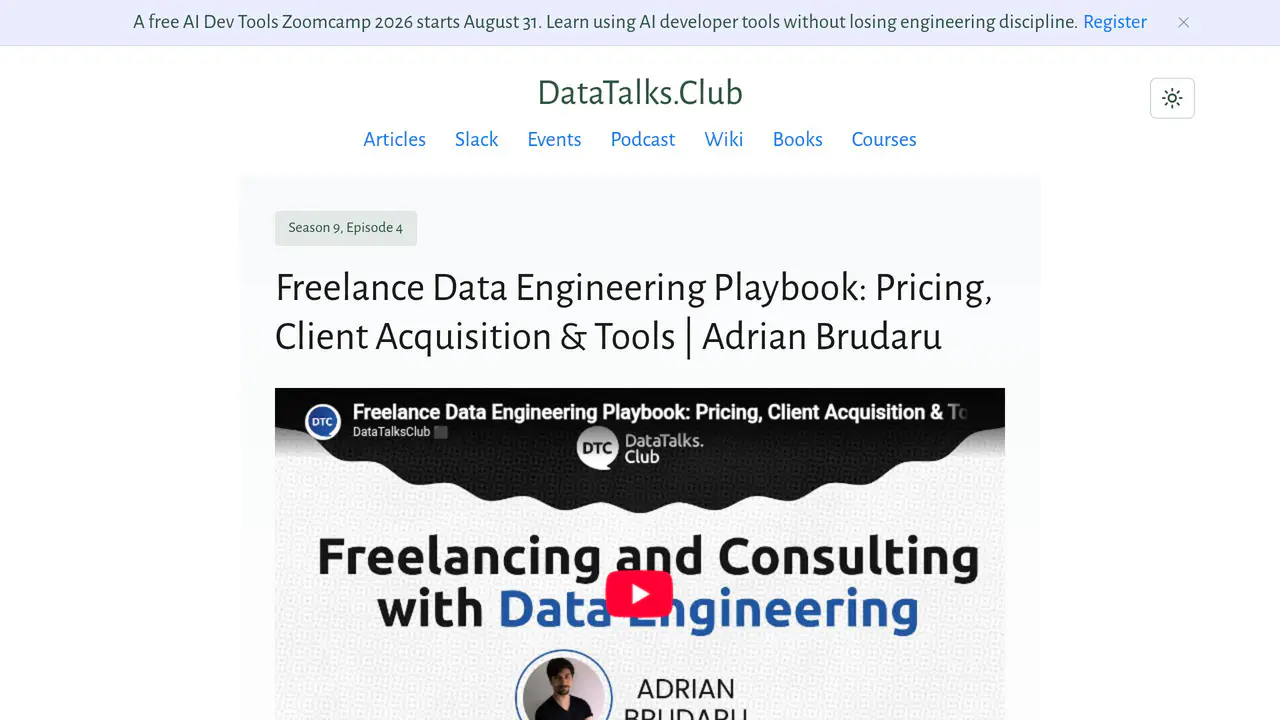 Pricing-page preview of DataTalks.Club, captured Jul 24, 2026