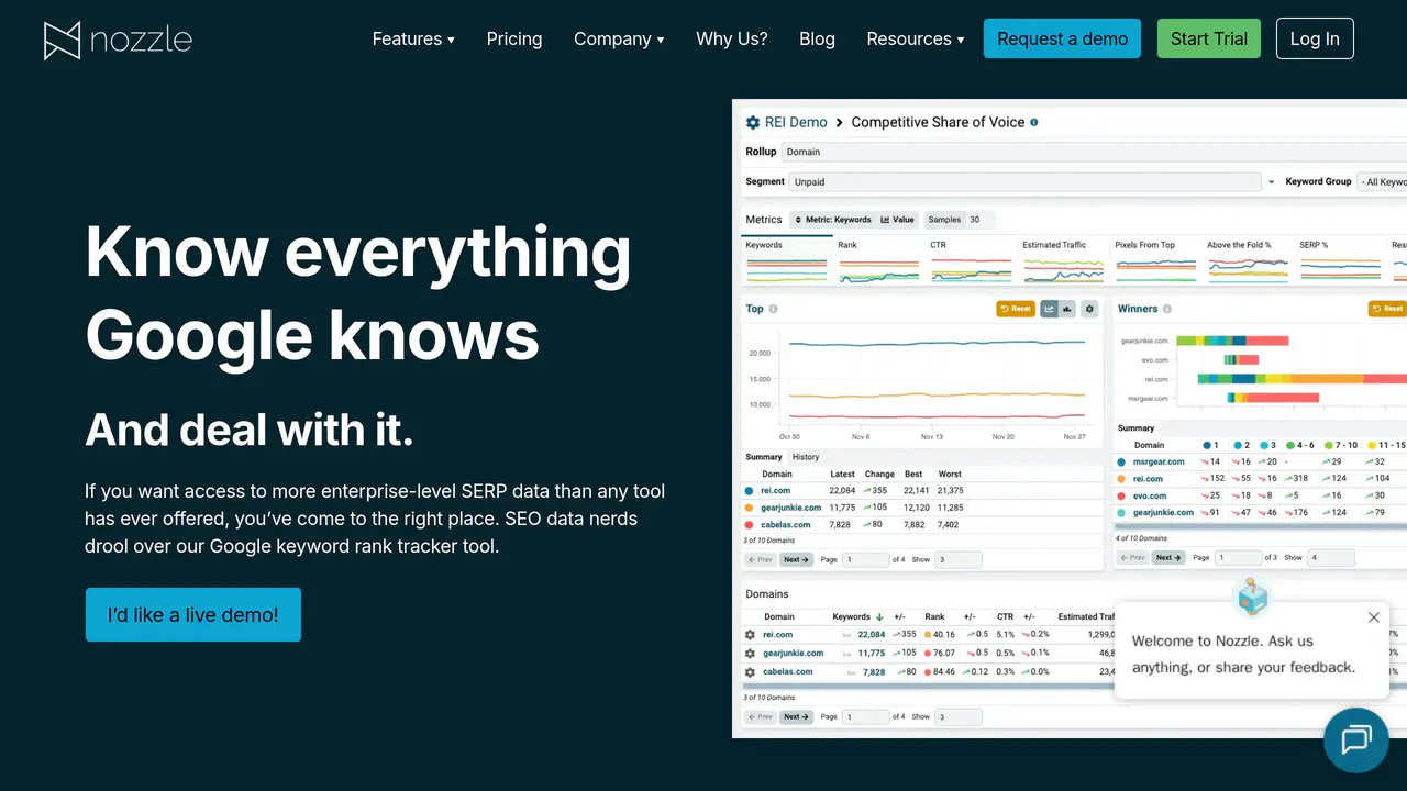 Homepage preview of Nozzle, captured Jul 26, 2026