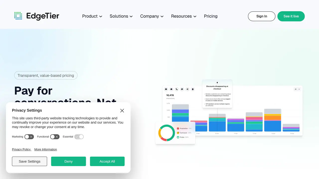 Pricing-page preview of EdgeTier, captured Jul 23, 2026