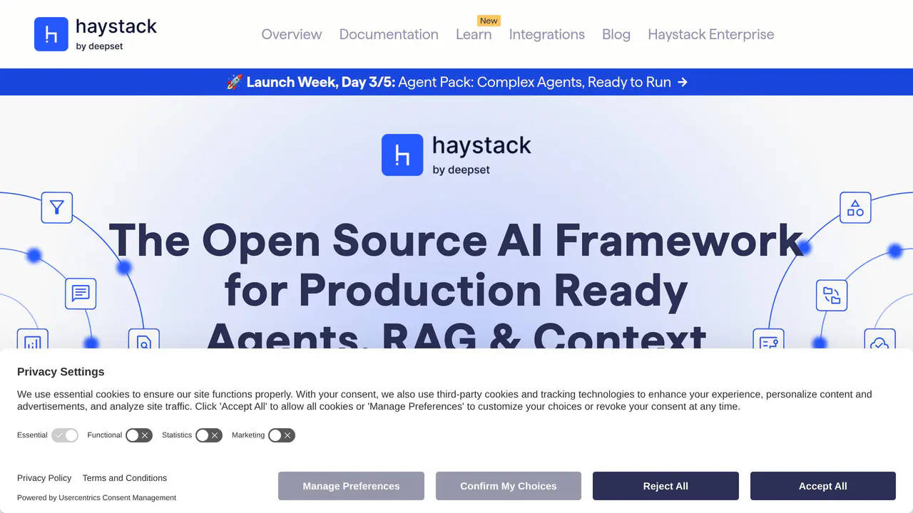 Homepage preview of Haystack, captured Jul 23, 2026