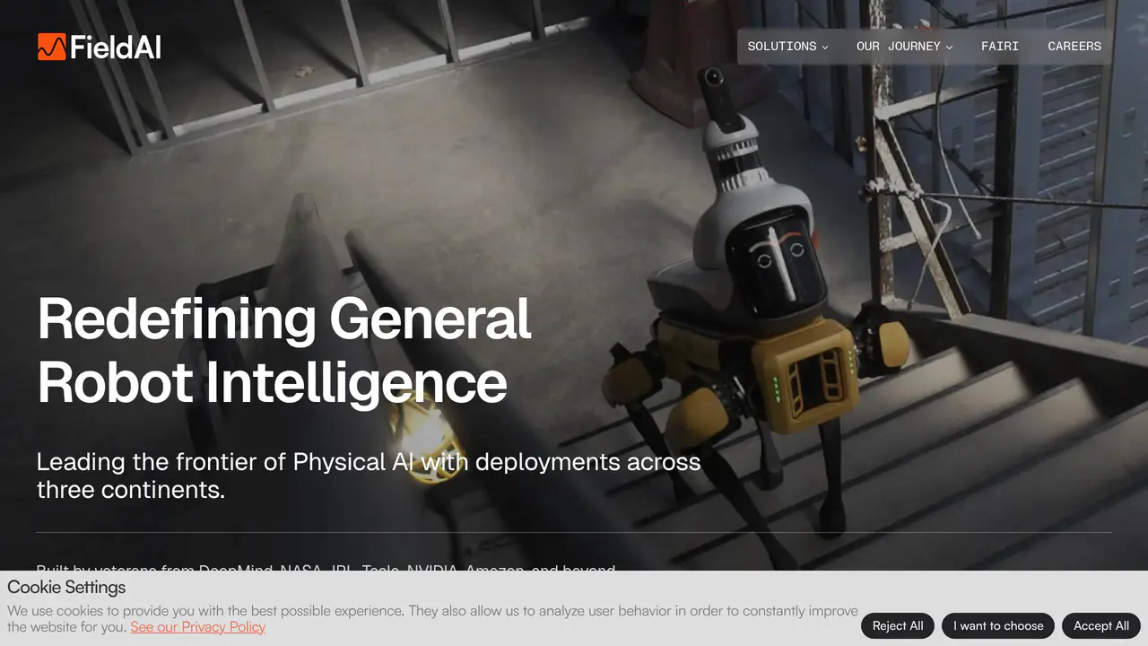 Homepage preview of Field AI, captured Jul 24, 2026