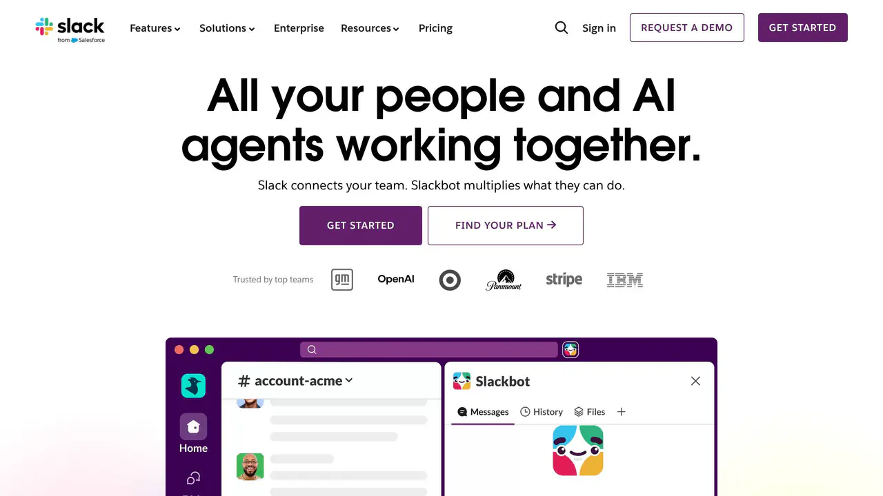 Homepage preview of Slack AI, captured Jul 24, 2026