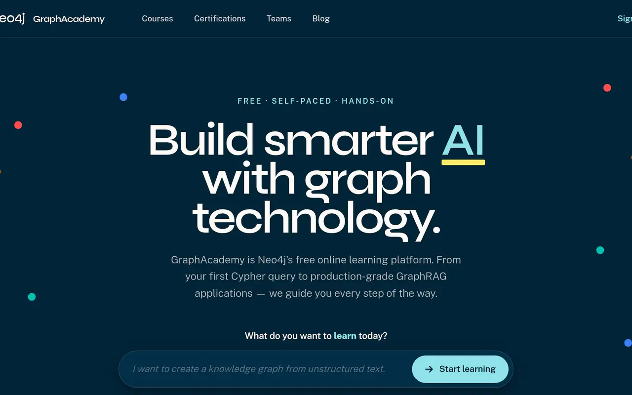 Homepage preview of Neo4j GraphAcademy, captured Jul 22, 2026