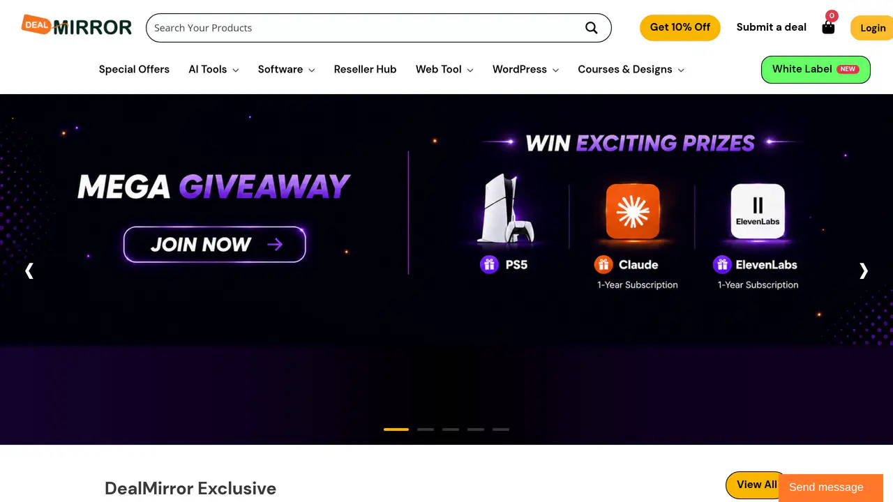 Homepage preview of DealMirror, captured Jul 23, 2026