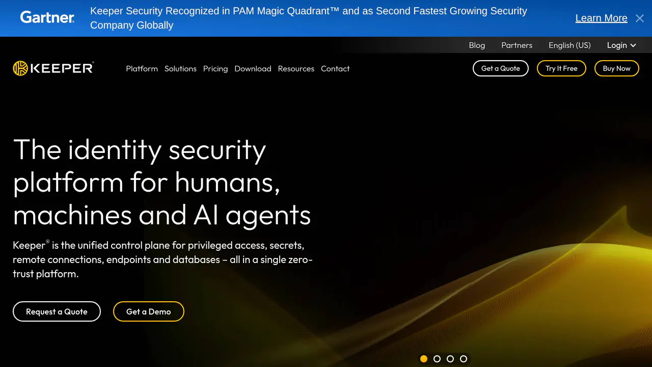 Homepage preview of Keeper Security, captured Jul 31, 2026