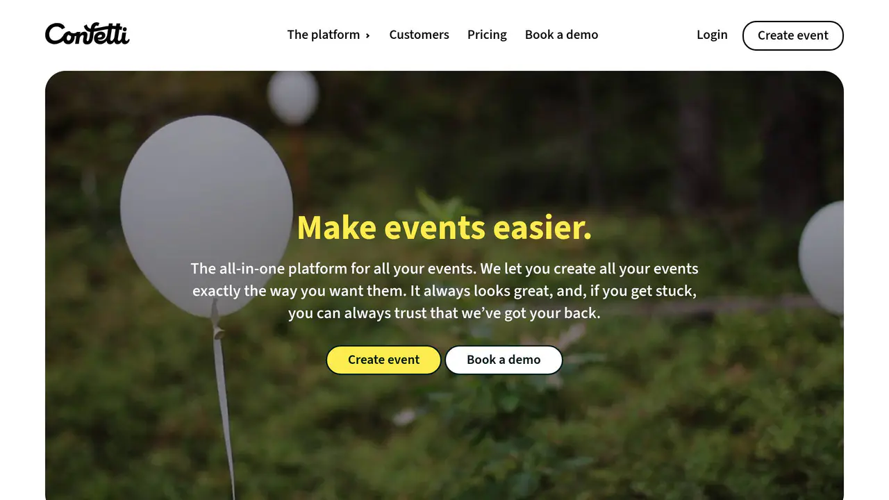 Homepage preview of Confetti, captured Jul 29, 2026