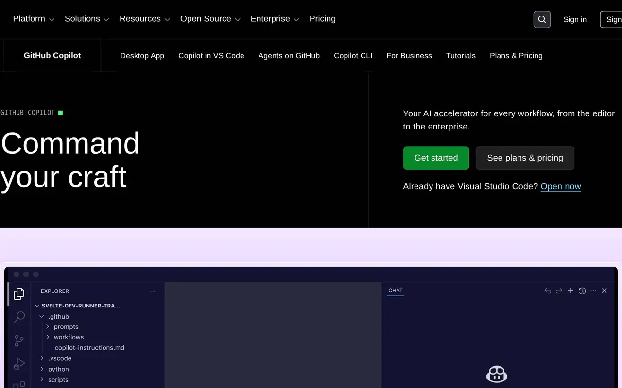 Homepage preview of GitHub Copilot, captured Jul 21, 2026