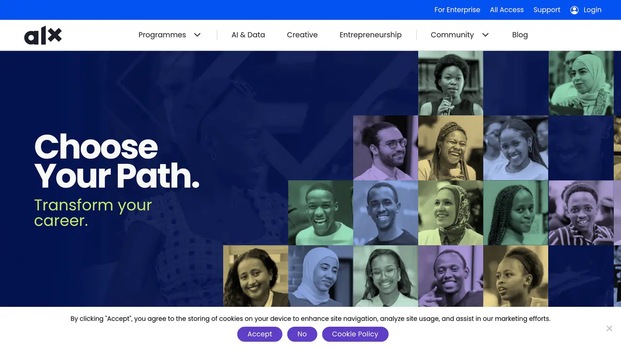 Homepage preview of ALX Africa, captured Jul 31, 2026