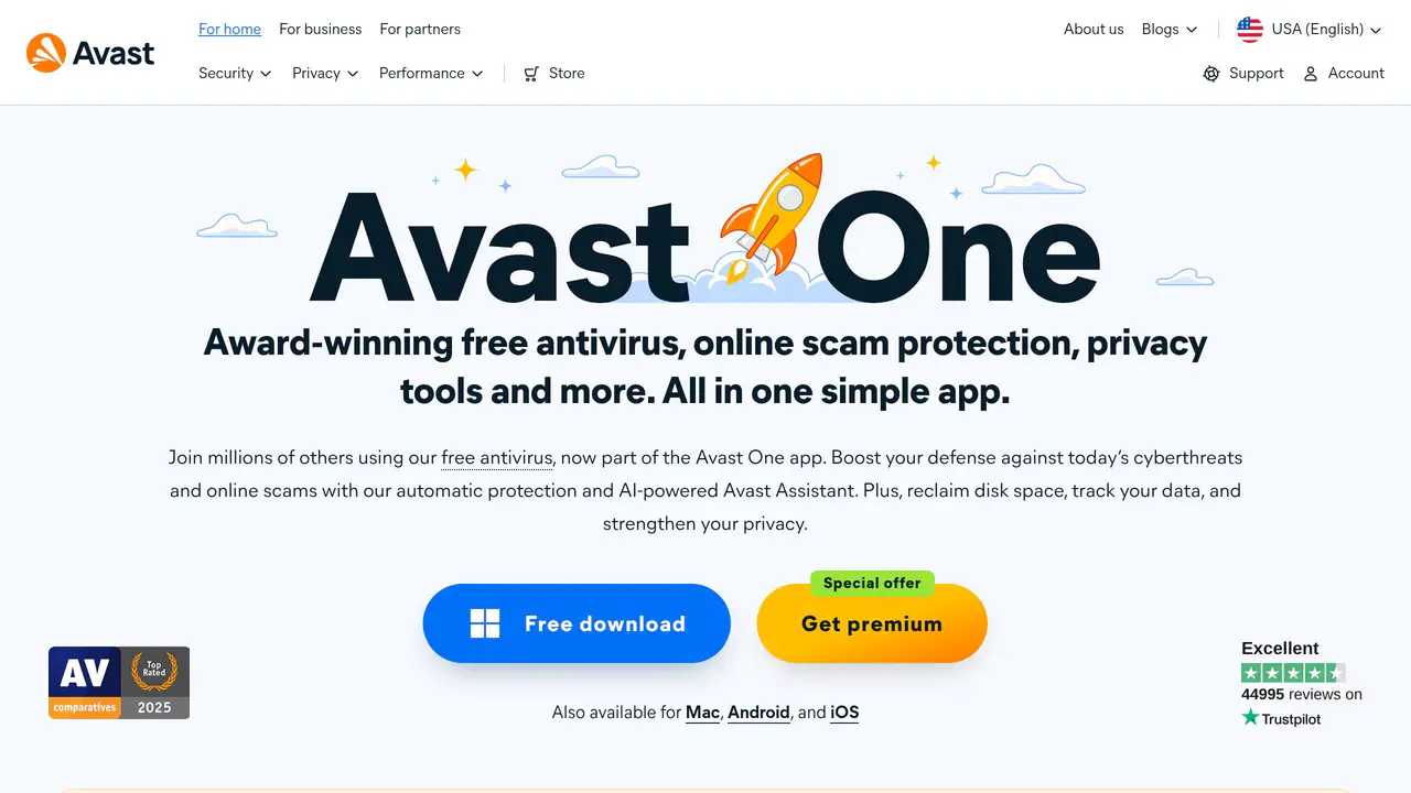 Homepage preview of Avast SecureLine VPN, captured Aug 1, 2026