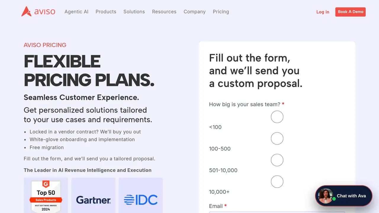 Pricing-page preview of Aviso, captured Aug 23, 2026