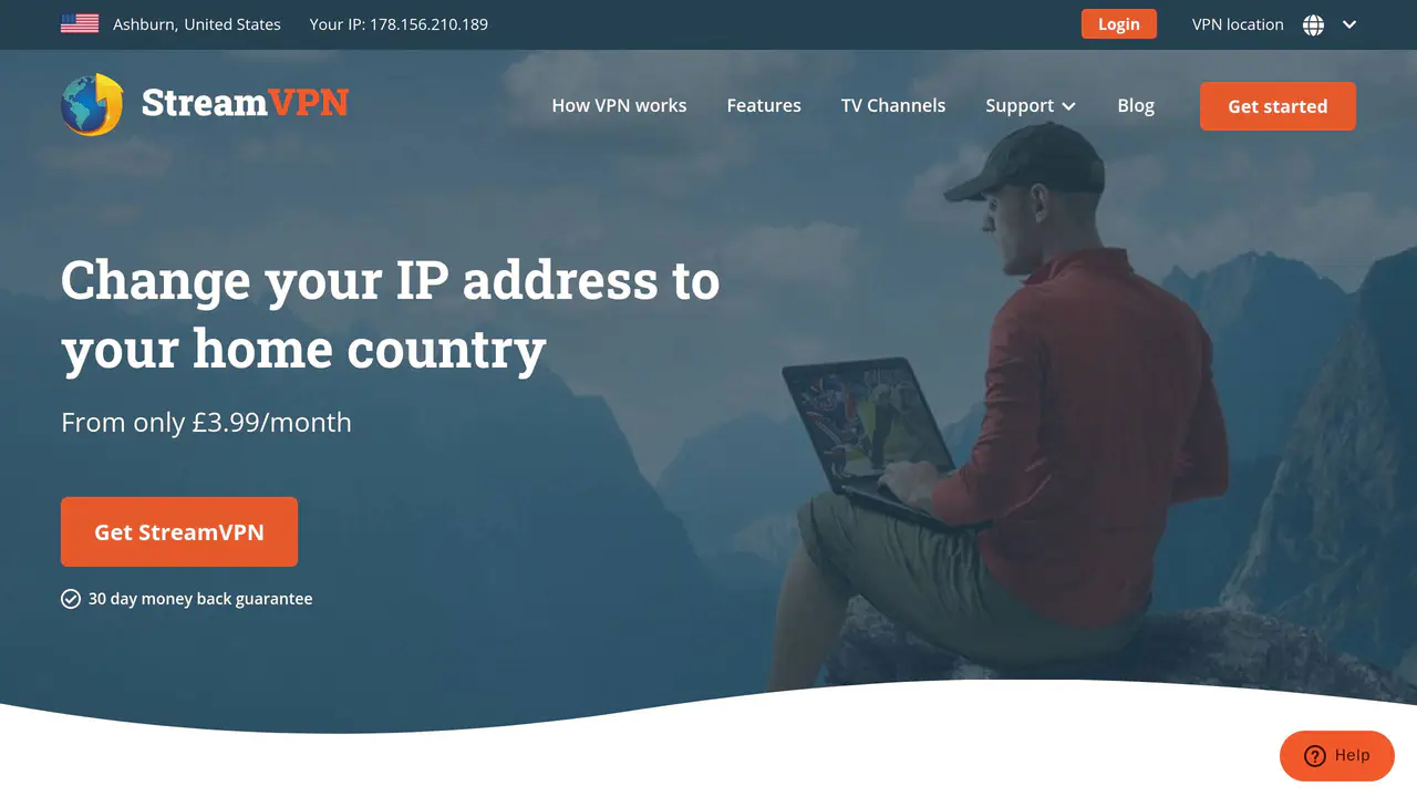 Homepage preview of StreamVPN, captured Jul 30, 2026