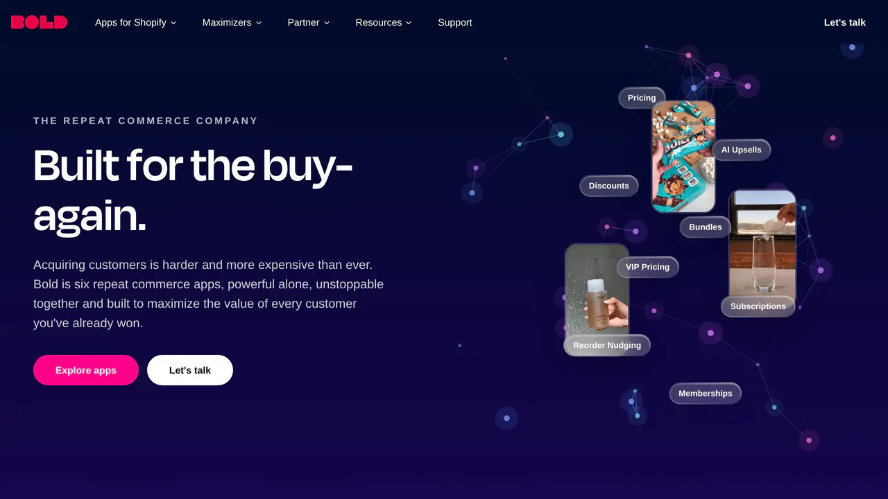 Homepage preview of Bold Commerce, captured Jul 24, 2026