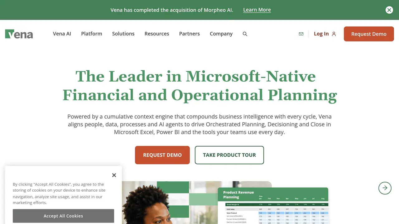 Homepage preview of Vena Solutions, captured Aug 18, 2026