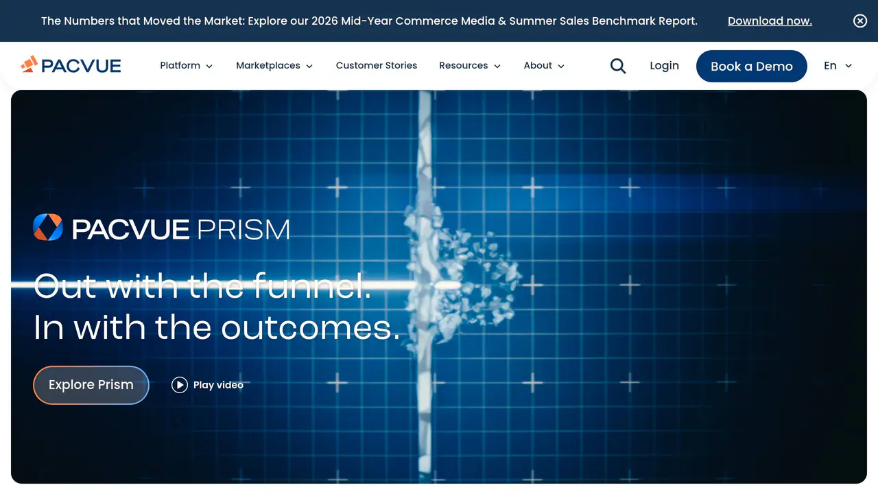 Homepage preview of Pacvue, captured Jul 26, 2026